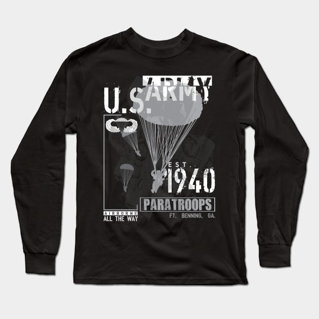 US Army Paratroopers Distressed Long Sleeve T-Shirt by Baggss